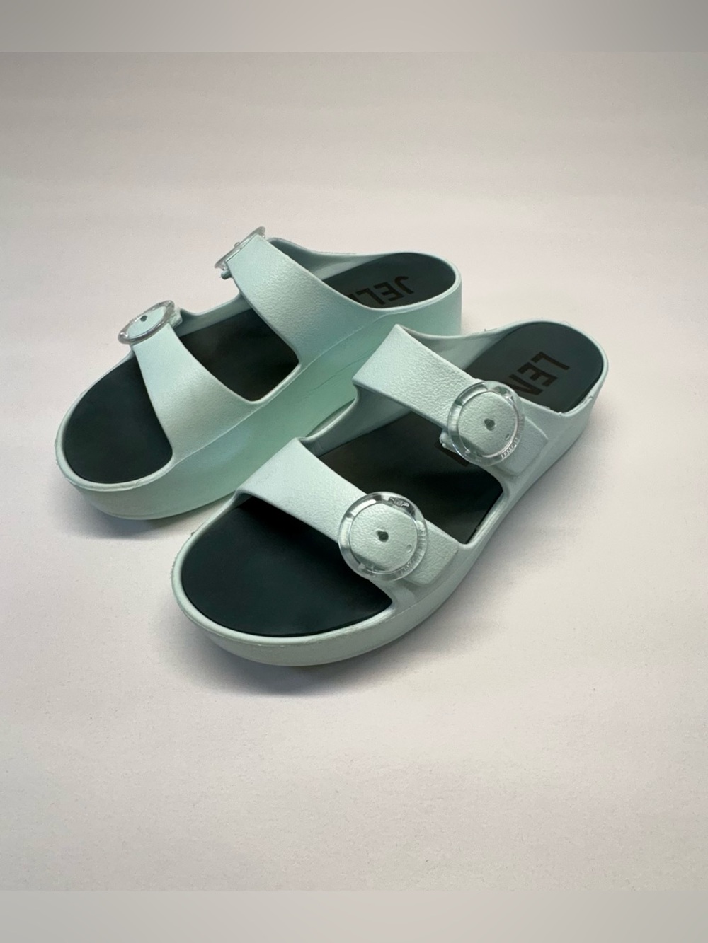 Lemon Jelly Gaia Aqua Green Vegan Platform Slide Sandals - EU 41 / US 10